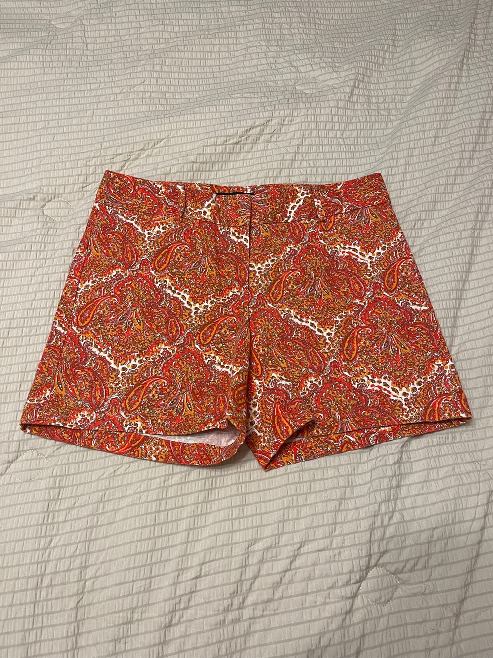Talbots High-Waist Red & Orange Paisley Print Shorts